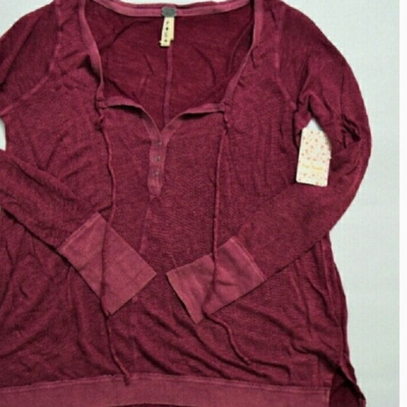 Free People Affogato Hacci Henley Top M NWT💋HP💋 - Picture 6 of 7